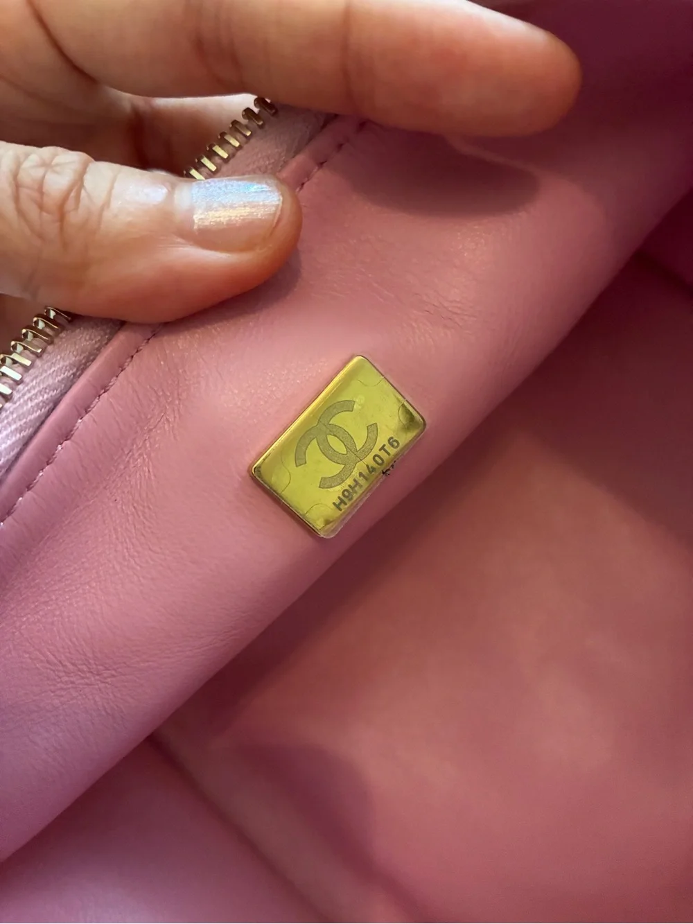 CHANEL Pink Shearling Fur Vanity Bag with Gold CC Hardware